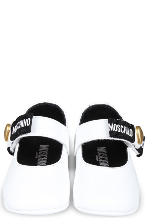 Moschino Shoes for Baby Boys Moschino White Ballet Flats For Baby Girl With Heart