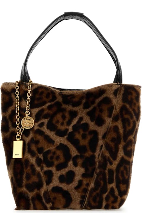 Chloé Printed Calf Hair Small Spin Shopping Bag