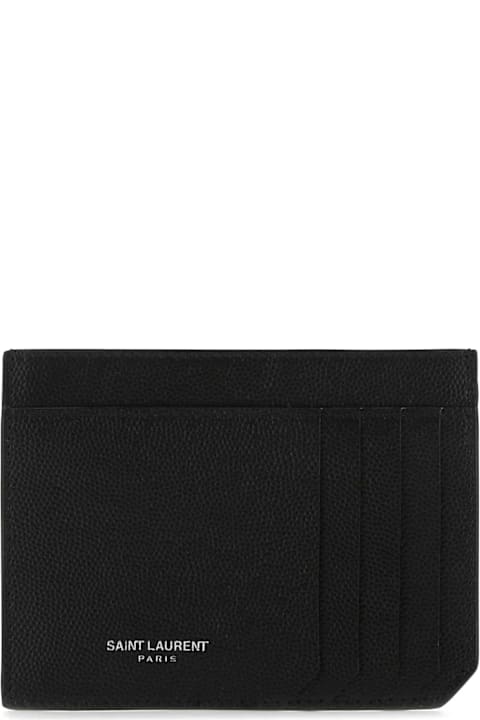 メンズ Saint Laurentのアクセサリー Saint Laurent Black Leather Card Holder