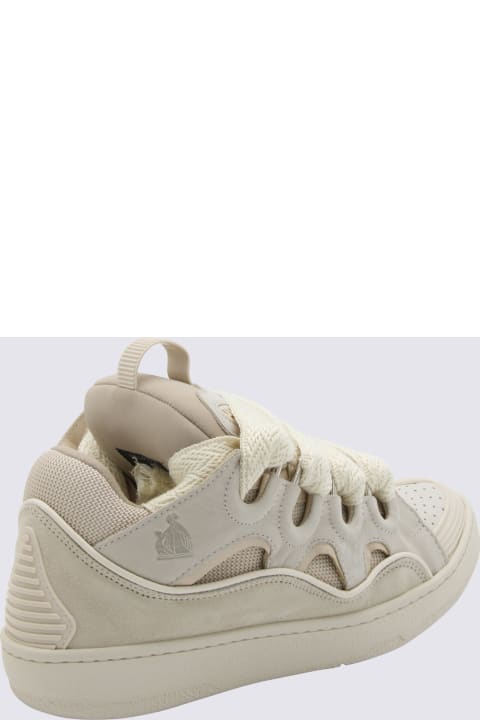 Shoes for Women Lanvin White Leather Curb Sneakers