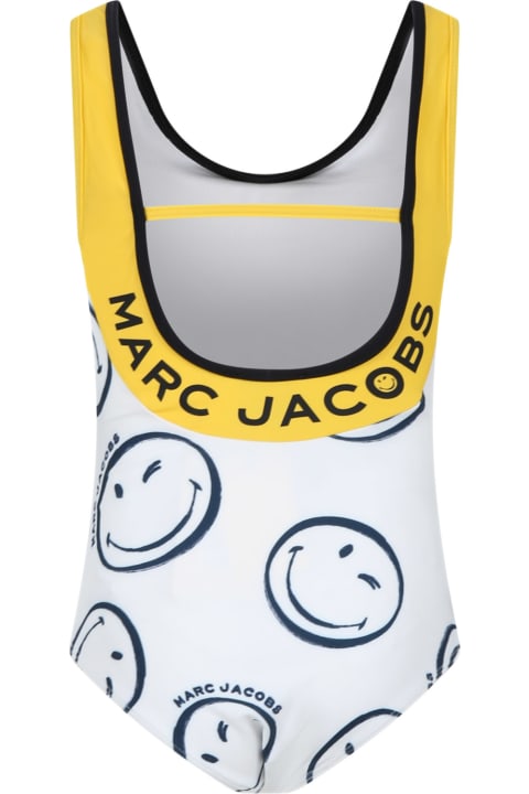 Marc Jacobs for Kids Marc Jacobs Ivory Swimsuit For Girl With All-over Smiley Face