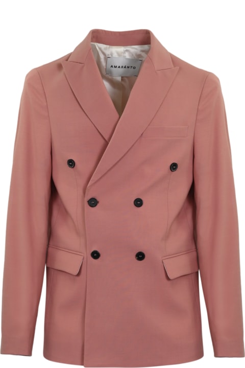 Amaranto Coats & Jackets for Men Amaranto Pink Double-breasted Blazer