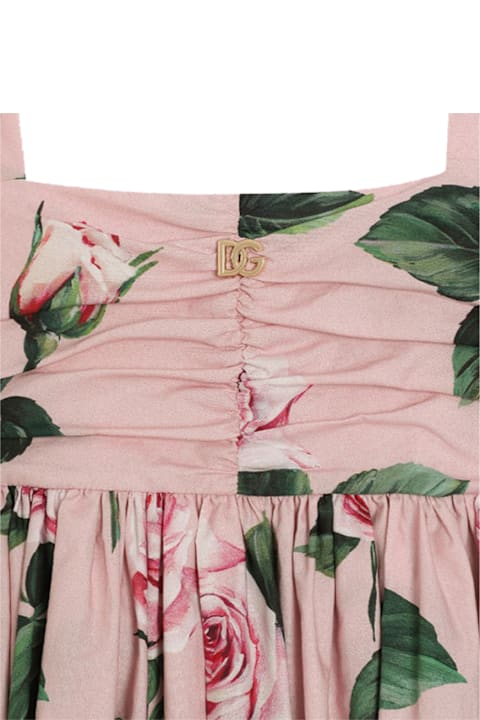Dolce & Gabbana Dresses for Girls Dolce & Gabbana Poplin Dress With Rose Print