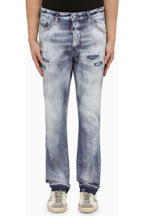 Dsquared2 Sale for Men Dsquared2 Navy Blue Washed Jeans With Denim Wear