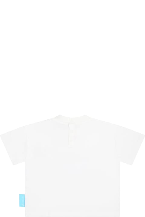 Topwear for Baby Boys Emporio Armani White T-shirt For Baby Boy With The Smurfs