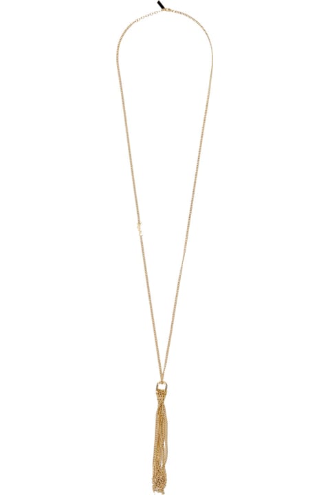 Saint Laurent Jewelry for Women Saint Laurent Metallic Necklace With Cassandre Charm And Adjustable Lobster Clasp In Brass Woman