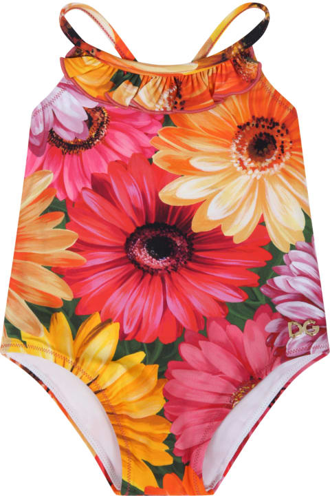 Multicolor Swimsuit For Baby Girl With Logo