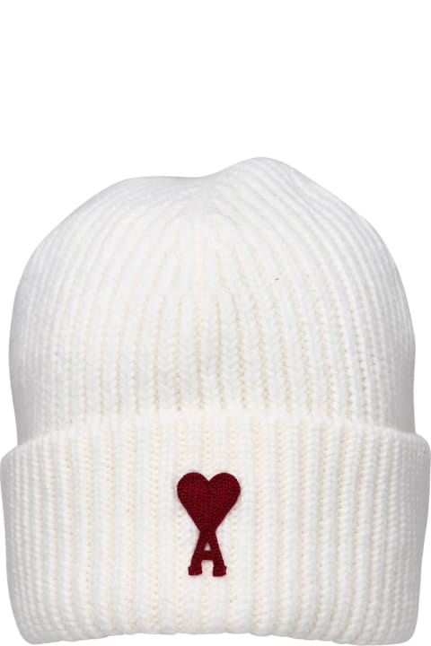 Hats for Men Ami Alexandre Mattiussi White Wool Beanie