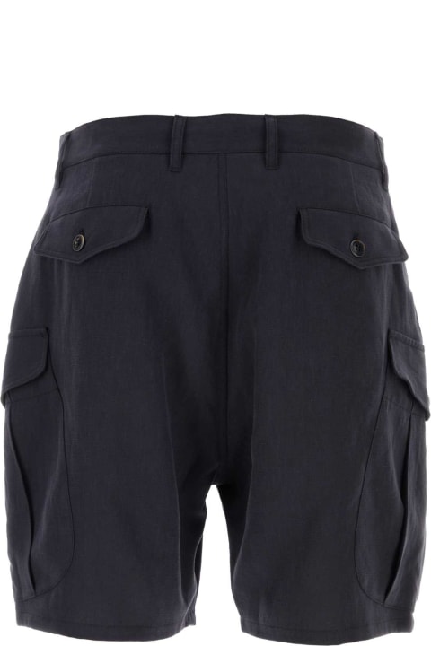 Giorgio Armani Pants for Men Giorgio Armani Navy Blue Linen Bermuda Shorts