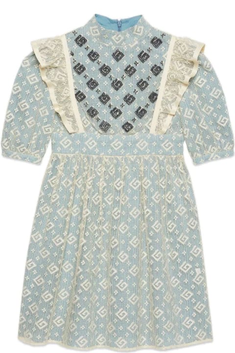 Damier Lace With Embroidery Dress