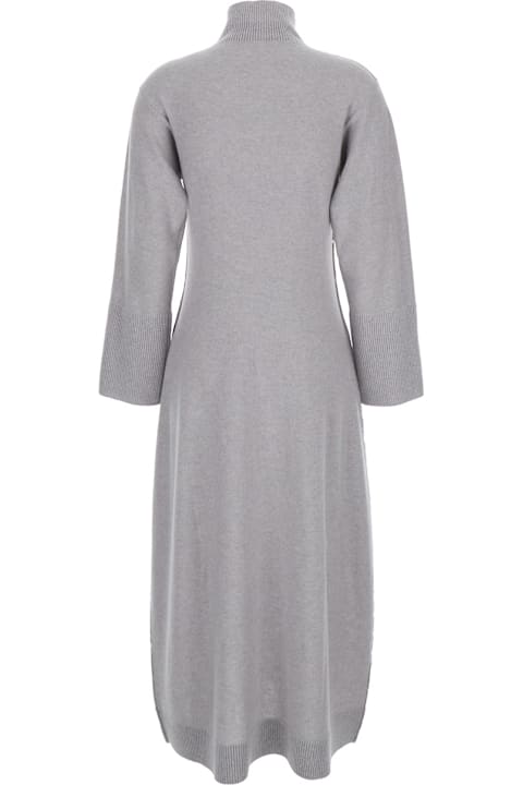 ウィメンズ Antonelliのワンピース＆ドレス Antonelli 'diomede' Long Grey Dress With High Neck In Wool Blend Woman