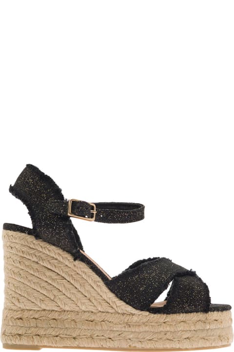 Homeware Castañer Beige Wedge Sandals In Canvas Woman