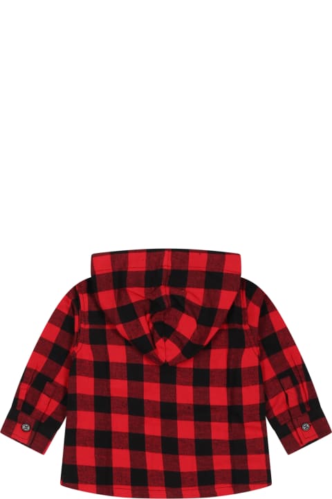 Moschino for Kids Moschino Red Shirt For Baby Boy With Teddy Bear And Logo
