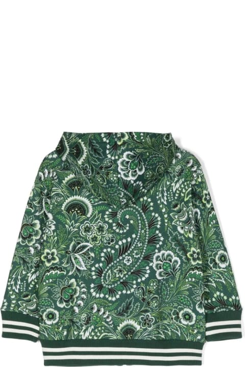 Sweaters & Sweatshirts for Boys Etro Green Zip-up Hoodie With Paisley Print