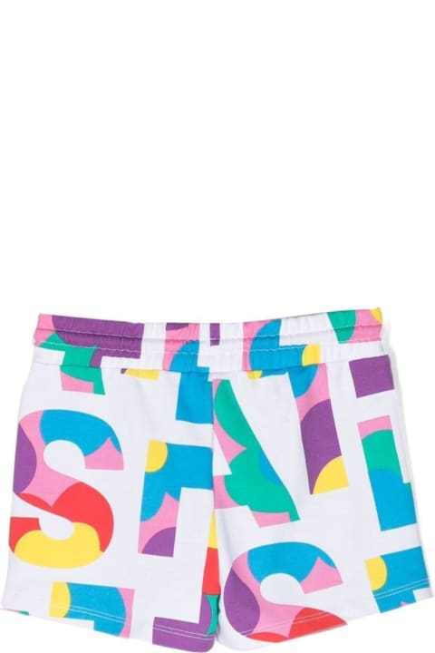 Stella McCartney Kids Stella McCartney Kids Bermuda Shorts With All-over Logo Graphic Print In Multicolored Cotton Girl