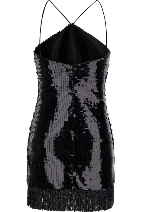 Taller Marmo Dresses for Women Taller Marmo Min Black Dress With All-over Sequins And Fringes In Fabric Woman