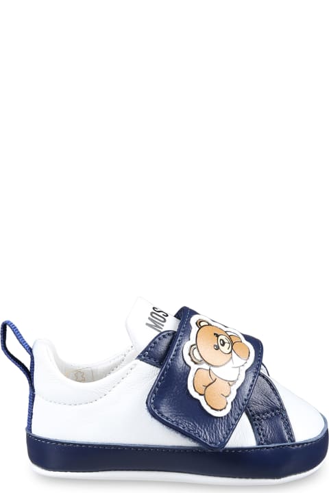 Shoes for Baby Girls Moschino Blue Sneakers For Baby Boy With Teddy Bear