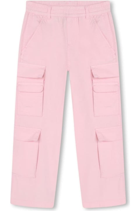 Little Marc Jacobs Bottoms for Girls Little Marc Jacobs Pink Cargo Pants With Logo Patch In Cotton Girl
