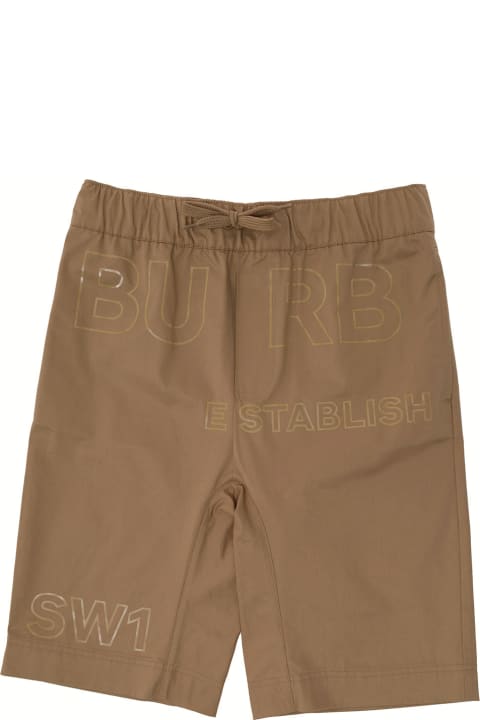 Burberry Kids Boy's Beige Cotton Shorts With  Logo