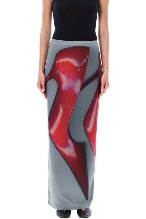 Acne Studios Skirts for Women Acne Studios Printed Dark Grey Midi Skirt