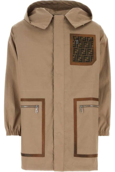 Coats & Jackets for Men Fendi Logo Detailed Hooded Parka Jacket
