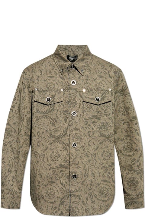 Versace Coats & Jackets for Men Versace Barocco Jacquard Long-sleeved Overshirt