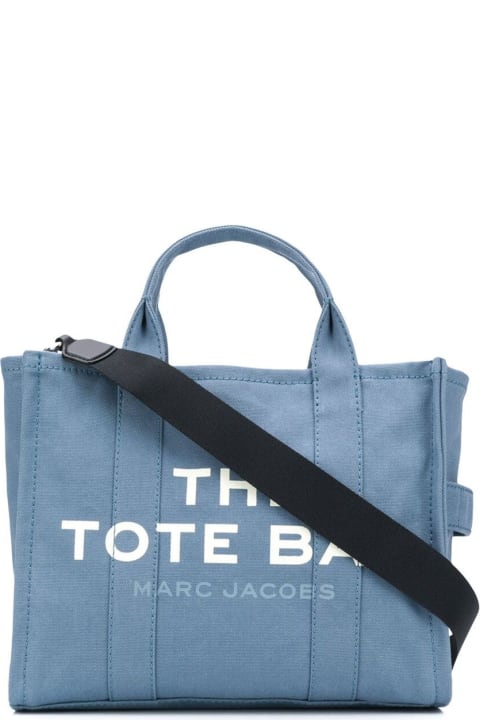 أدوات منزلية Marc Jacobs Light Blue Canvas Traveler Tote Handbag With Logo Print