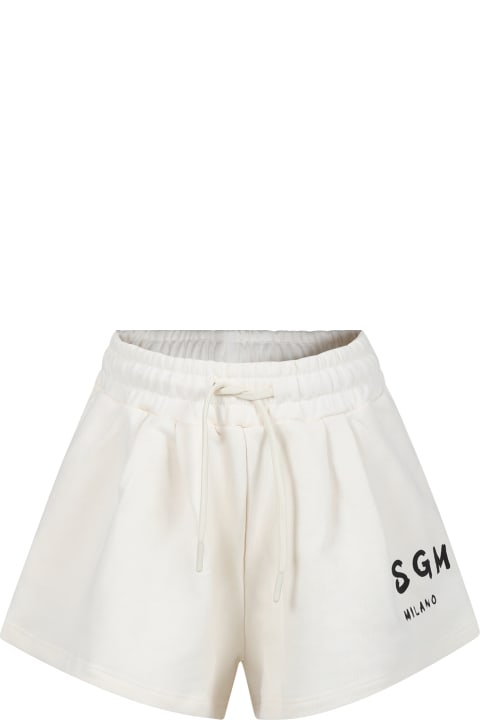 MSGM Bottoms for Women MSGM Ivory Shorts For Girl With Logo