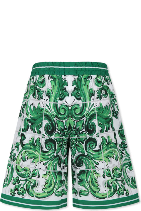Fashion for Boys Dolce & Gabbana Green Shorts For Boy With Logo And Green Majolica
