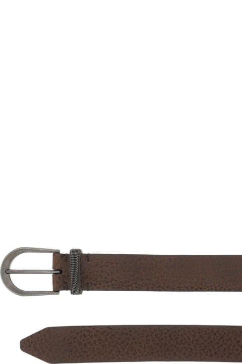 Brunello Cucinelli Belts for Men Brunello Cucinelli Leather Belt With Detailed Buckle