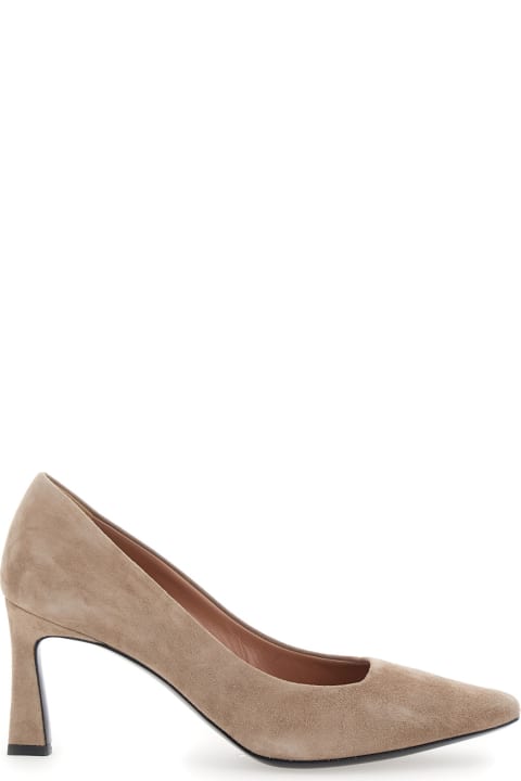Pollini High-Heeled Shoes for Women Pollini Beige Pumps With Geometric Heel In Suede Woman