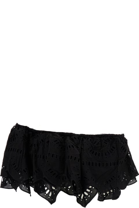 Charo Ruiz Clothing for Women Charo Ruiz 'collyk' Black Off-the-shoulders Top In Cotton Lace Woman