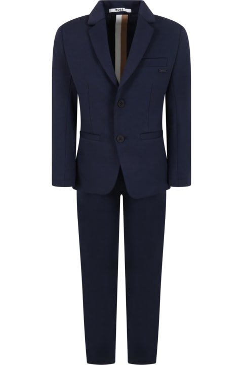 Blue Suit For Boy With Logo Patch