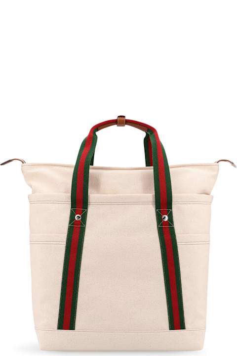 Bags for Men Gucci Canvas Shopping Bag With Web Details