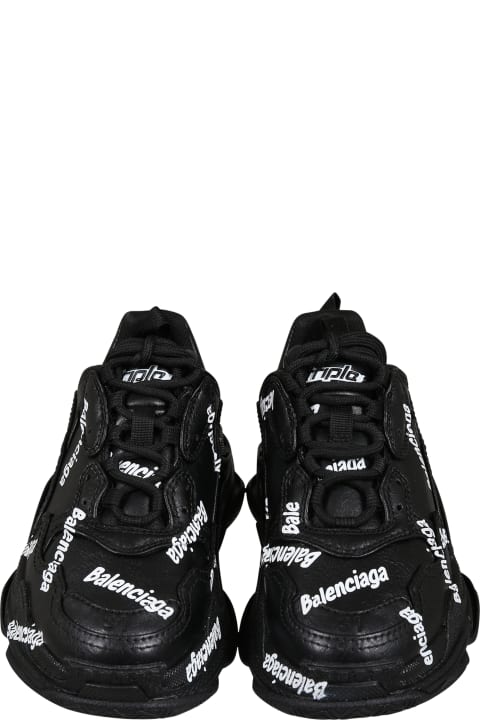 Black Sneakers For Kids With Logo