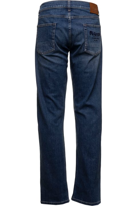 メンズ新着アイテム Alexander McQueen Alexander Mcqueen Man's Five Pockets Blue Denim Jeans With Logo