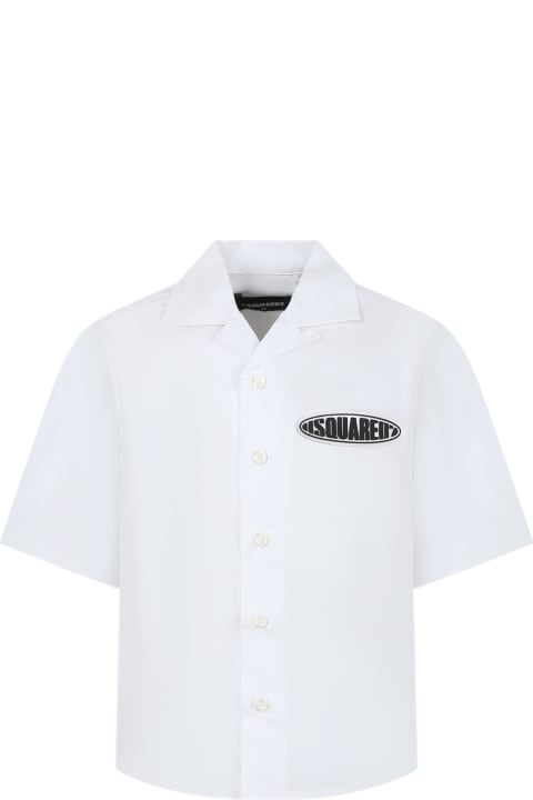 Dsquared2 Shirts for Boys Dsquared2 White Shirt For Boy With Logo