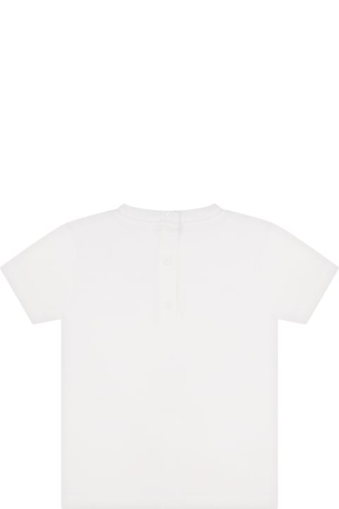 White T-shirt With Iconic Black Logo For Babies