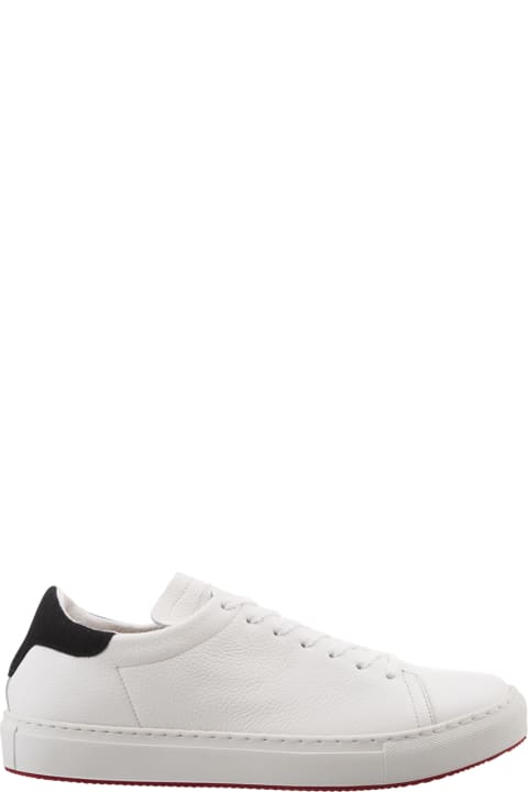 Andrea Ventura Shoes for Men Andrea Ventura Giannutri Sneakers In White Leather With Blue Spoilers