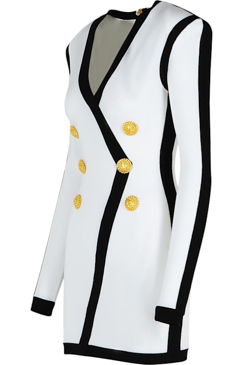Dresses for Women Balmain White Viscose Blend Dress