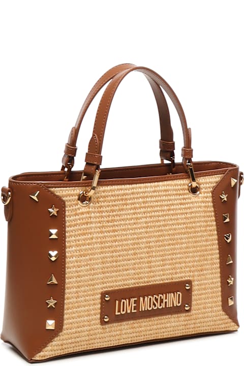 Love Moschino for Women Love Moschino Raffia Tote Bag With Studs