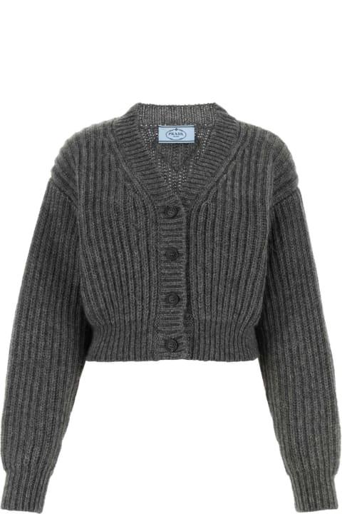 Prada Sweaters for Women Prada Dark Grey Cashmere Blend Cardigan