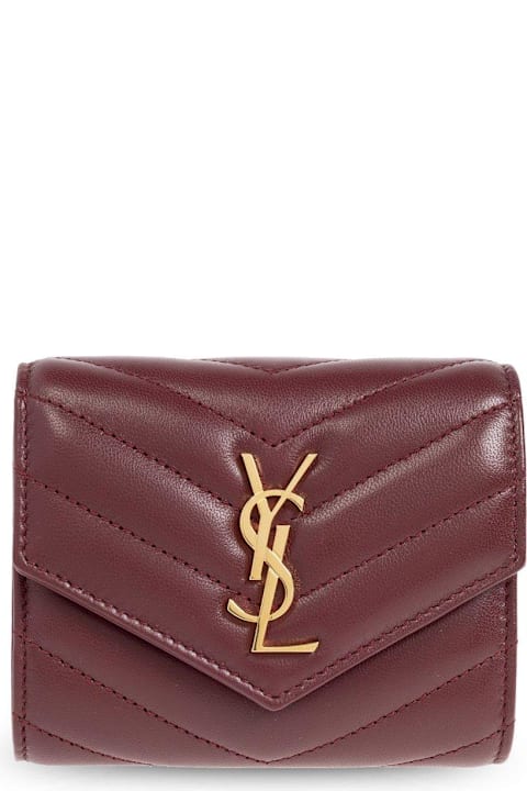 Saint Laurent إكسسوارات لـ السيدات Saint Laurent Cassandre Logo Plaque Tri-fold Wallet