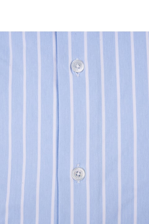 Fedeli Shirts for Men Fedeli Striped Light Blue Strech Shirt