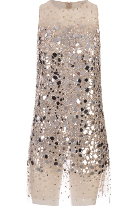 Fashion for Women Ermanno Scervino Nude Tulle Mini Dress With Degradé Crystal Embellishments