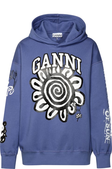 Ganni for Women Ganni 'isoli Flower' Blue Cotton Sweatshirt