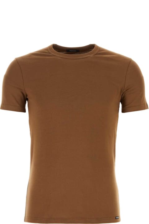 Tom Ford Topwear for Men Tom Ford Brown Stretch Cotton Blend T-shirt