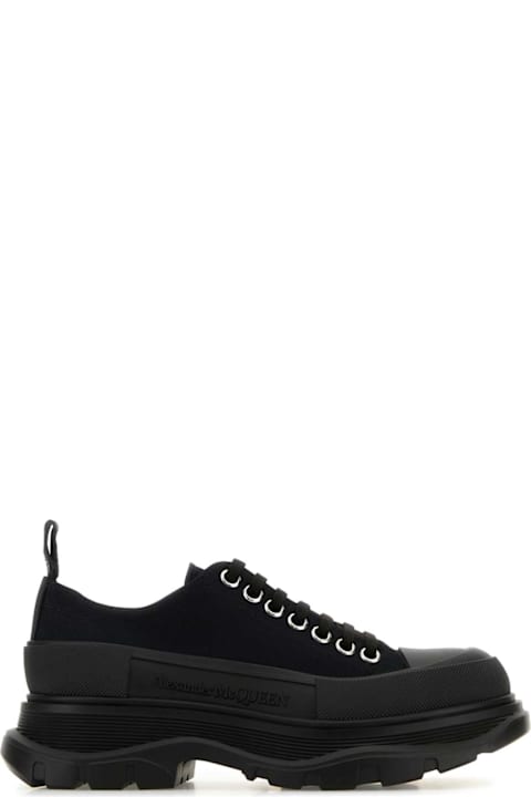 Alexander McQueen Black Canvas Tread Slick Sneakers