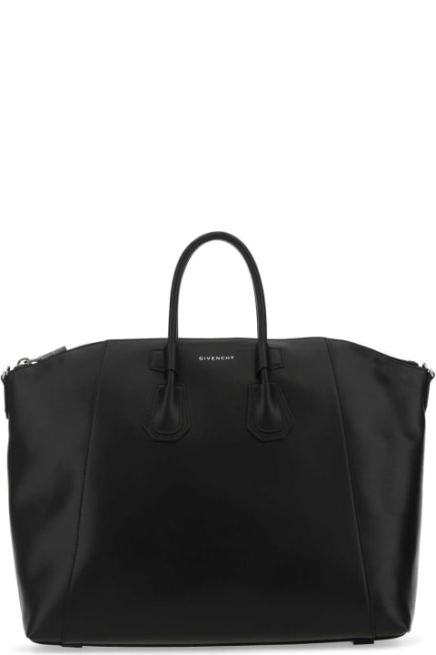 ウィメンズ Givenchyのバッグ Givenchy Black Leather Medium Antigona Sport Shopping Bag