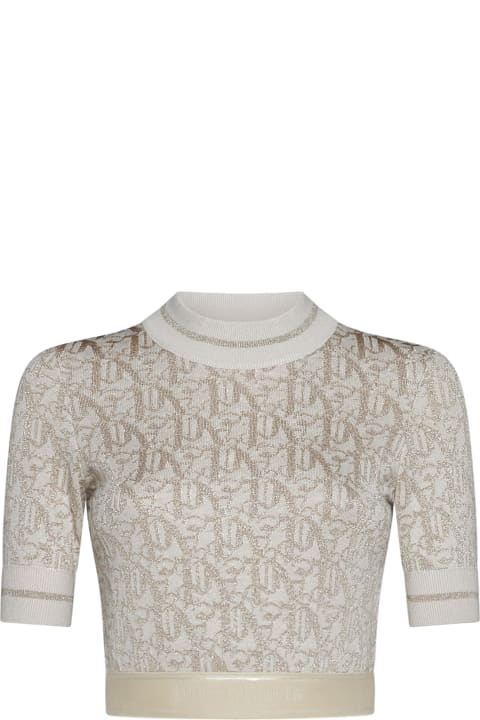 Palm Angels Women Palm Angels Monogram Cropped Top In Lurex Knit